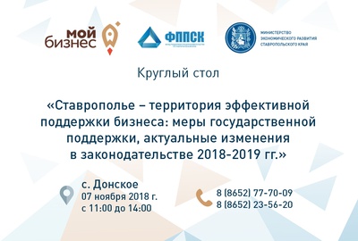 Круглый стол: «Ставрополье – территория эффективной поддержки бизнеса: меры государственной поддержки, актуальные изменения в законодательстве 2018-2019 гг.» в с. Донское