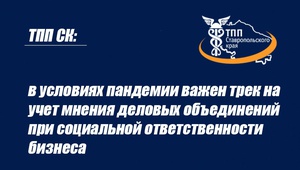 ТПП СК: в условиях пандемии важен трек на учет мнения деловых объединений при социальной ответственности бизнеса